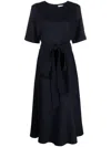 P.a.r.o.s.h Parosh Short Sleeves Crew Neck Chemisier Dress In Blue