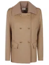 P.a.r.o.s.h Parosh Pure Wool Jacket With Gold Button Closure And Ribbed Knit Collar In Brown