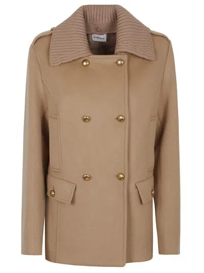 P.a.r.o.s.h Parosh Short Wool Jacket With Ribbed Collar In Neutral