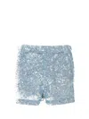 P.a.r.o.s.h High-shine Sequin Embellished Elastic Shorts In Blue
