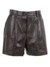 P.a.r.o.s.h Pleated Leather Bermuda Shorts In Brown