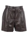 P.a.r.o.s.h Pleated Leather Bermuda Shorts In Brown