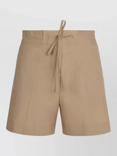 P.a.r.o.s.h Shorts Elasticated Waistband Pleated Front Hem In Brown