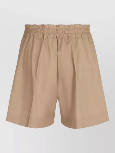 P.a.r.o.s.h Shorts High Waist Elastic Band Pleated Front In Brown