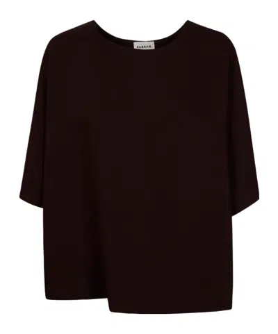 P.a.r.o.s.h . Short-sleeve Belted Crewneck Top In Brown