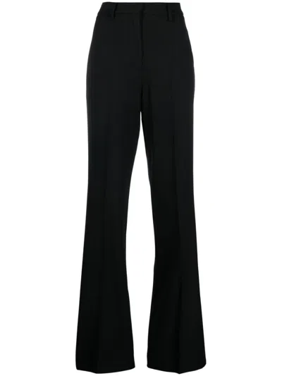 P.a.r.o.s.h Side-stripe Virgin-wool Blend Flared Trousers In Nero