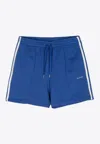 P.a.r.o.s.h Striped Logo Embroidered Cotton Blend Shorts In Blue