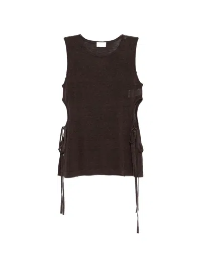 P.a.r.o.s.h Side-ties Knitted Vest In Brown