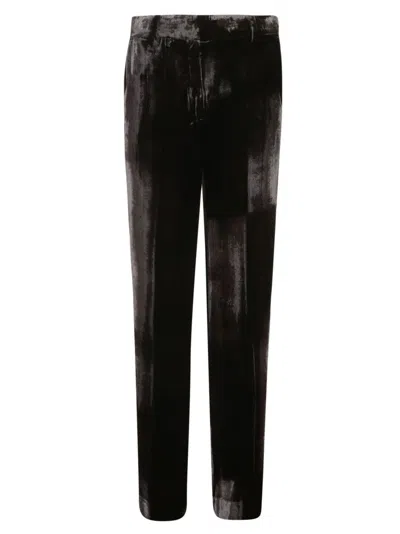P.a.r.o.s.h Silk Blend Velvet Trousers With Tailored Fit In Black