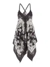 P.a.r.o.s.h White And Black Blouse With Thin Shoulder Straps And All-over Floral Motif In Silk Woman In Multicolor