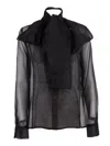 P.a.r.o.s.h Silk Blouse With Oversized Bow And Tailored Fit In Black