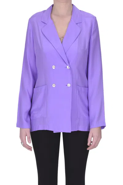 P.a.r.o.s.h Silk Double Breasted Blazer In Lilac