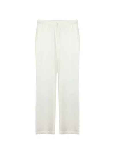 P.a.r.o.s.h Silk Drawstring Relaxed Trousers In White