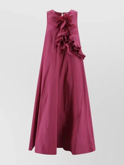 P.A.R.O.S.H SILK DRESS WITH RUFFLES AND PLEATED DESIGN