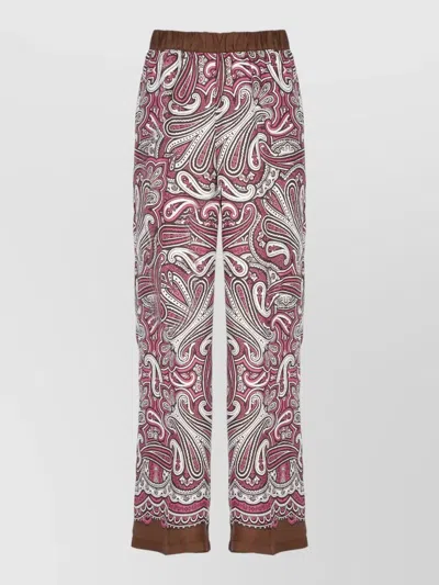 P.a.r.o.s.h Silk Flared Trousers Paisley Pattern Hem In Multi