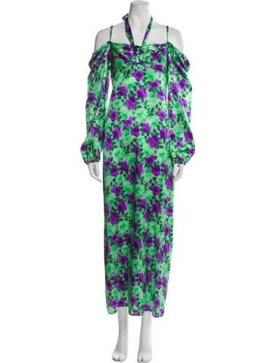 Pre-owned P.a.r.o.s.h Silk Long Dress In Green