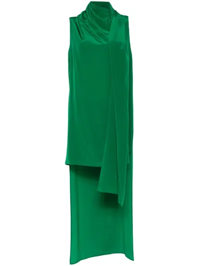 P.a.r.o.s.h Silk Midi Dress In Green