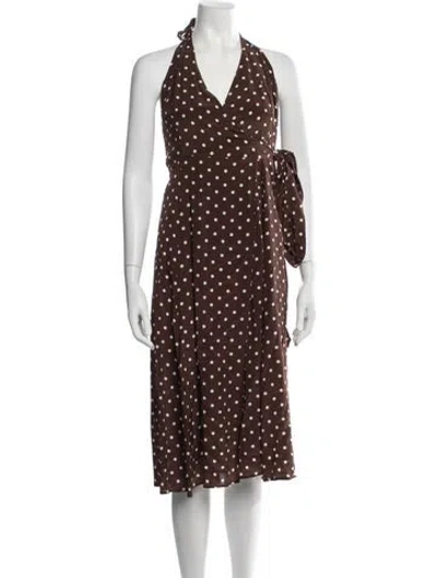 Pre-owned P.a.r.o.s.h Silk Midi Length Dress In Brown