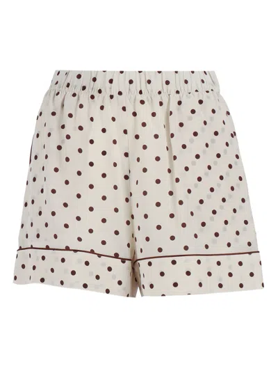 P.a.r.o.s.h Silk Polka Dot Piping Shorts In Neutral