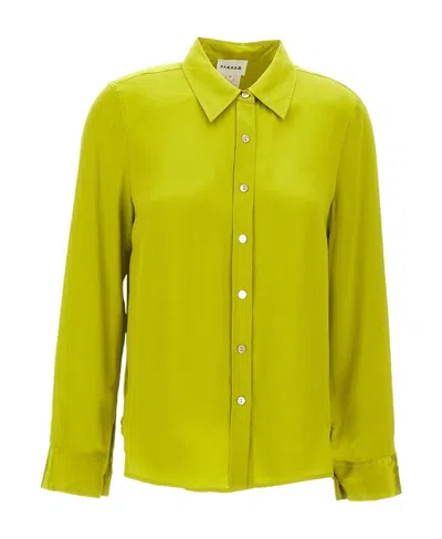 P.a.r.o.s.h Silk-satin Long-sleeve Shirt In Yellow