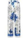 P.a.r.o.s.h Parosh Silk Satin Trousers With Vibrant Flower Print In Blue