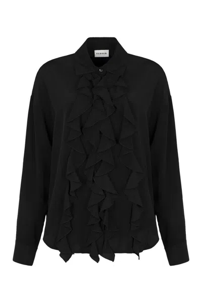 P.a.r.o.s.h Sewash Ruffled Silk Blouse In Black