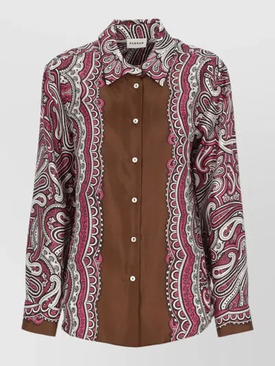 P.a.r.o.s.h Silk Shirt Paisley Pattern Tailored Long Sleeves In Brown