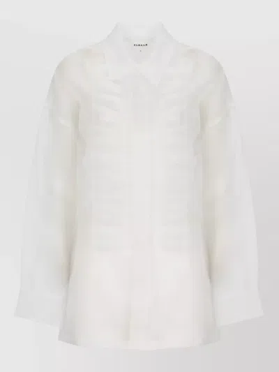 P.a.r.o.s.h Silk Shirt Sheer Fabric Front Draping Ruffles In Green