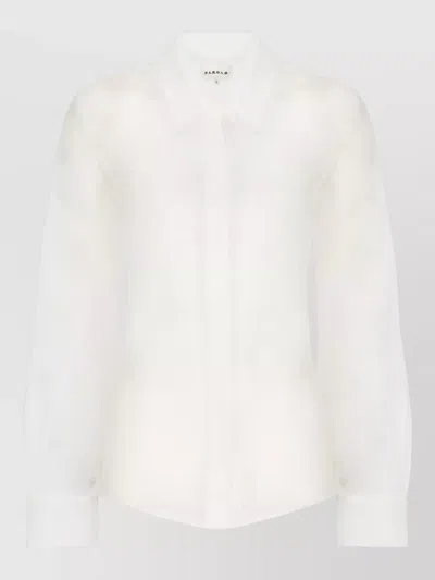 P.a.r.o.s.h Silk Shirt Sheer Fabric Pointed Collar Sleeves In White