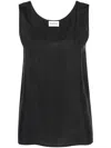 P.a.r.o.s.h . Silk Sleeveless Blouse With Rounded Neckline In Black
