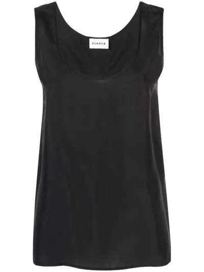 P.a.r.o.s.h . Silk Sleeveless Blouse With Rounded Neckline In Black