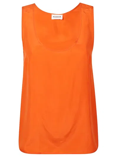 P.a.r.o.s.h . Silk Sleeveless Top With Classic Scoop Neckline In Orange