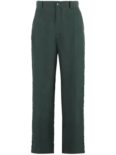 P.a.r.o.s.h Silk Straight-leg Trousers In Green