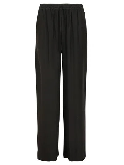 P.a.r.o.s.h . Silk Trousers With Wide Leg And Relaxed Fit In Black