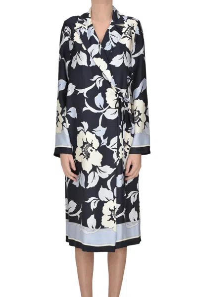 P.a.r.o.s.h Silk Wrap Dress In Blue