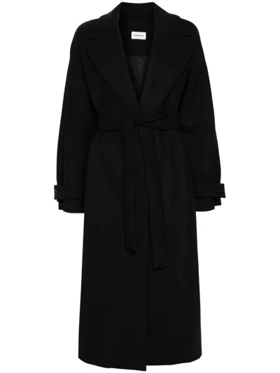 P.a.r.o.s.h Long Trench Coat With Detachable Belt In Black
