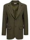 P.a.r.o.s.h Green Single-breasted Stretch Wool Blazer In Green