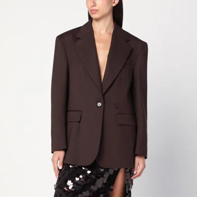 P.A.R.O.S.H PAROSH  SINGLE-BREASTED BROWN WOOL JACKET