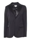 P.a.r.o.s.h Tailored Satin Lapel Long Sleeve Jacket In Black