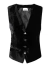 P.a.r.o.s.h Velvet V-neck Sleeveless Vest With Back Strap In Black