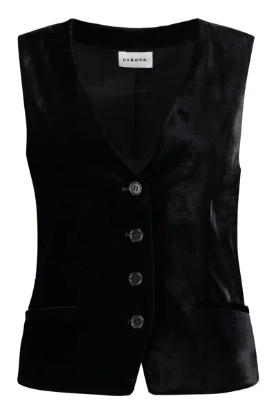 P.a.r.o.s.h Velvet Waistcoat In Black