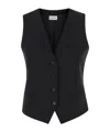 P.a.r.o.s.h Black Vest With Button Closure In Fabric Woman In Black