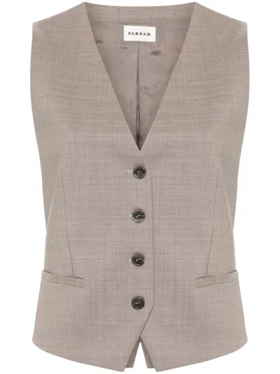 P.a.r.o.s.h Single-breasted Waistcoat In Neutrals
