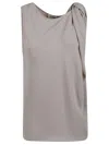 P.a.r.o.s.h . Single Shoulder Drape Top With Flowy Silhouette In Gray