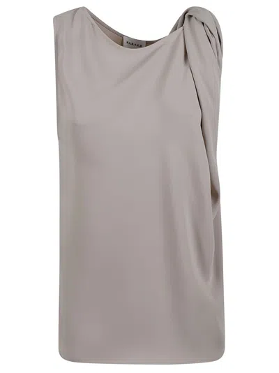 P.a.r.o.s.h . Single Shoulder Drape Top With Flowy Silhouette In Gray