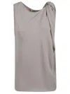 P.a.r.o.s.h . Single Shoulder Drape Top With Flowy Silhouette In Gray