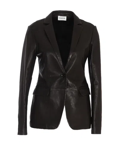 P.a.r.o.s.h Single-breasted Leather Blazer In Brown