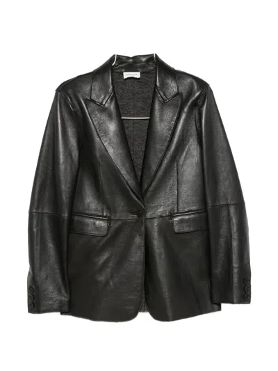 P.a.r.o.s.h Lamb Leather Single Breasted Coat In Black