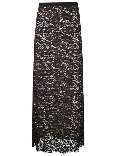 P.a.r.o.s.h Floral-lace Maxi Skirt In Black