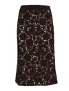 P.a.r.o.s.h . Delicate Lace Midi Skirt With Floral Patterns In Brown